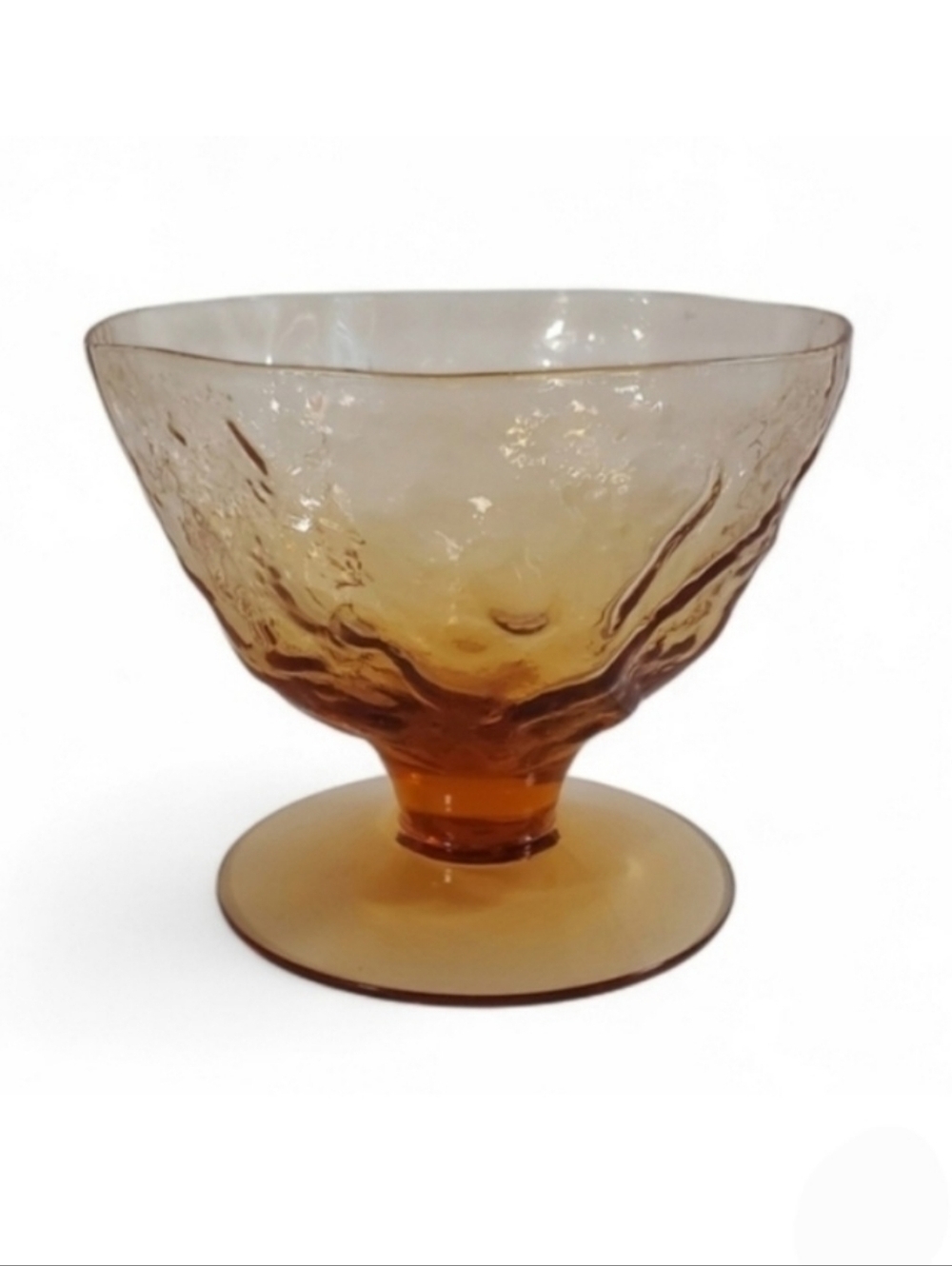 Seneca Amber Sherbet Champagne Glass Textured Art Glass Retro Decor Vintage